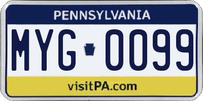 PA license plate MYG0099