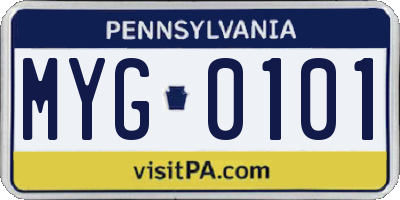 PA license plate MYG0101
