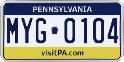 PA license plate MYG0104