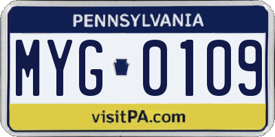 PA license plate MYG0109