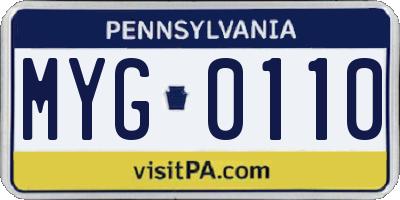 PA license plate MYG0110