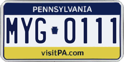 PA license plate MYG0111