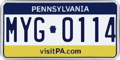PA license plate MYG0114