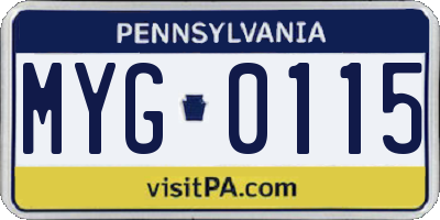 PA license plate MYG0115