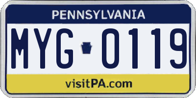 PA license plate MYG0119