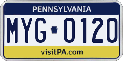 PA license plate MYG0120