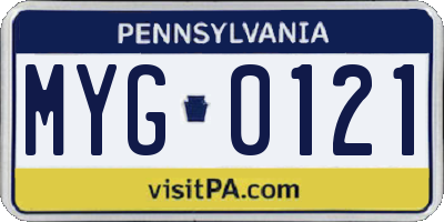 PA license plate MYG0121