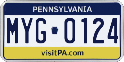 PA license plate MYG0124