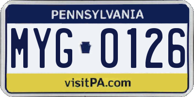 PA license plate MYG0126