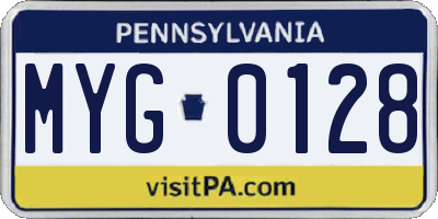 PA license plate MYG0128