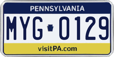 PA license plate MYG0129