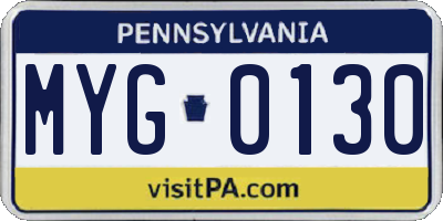 PA license plate MYG0130