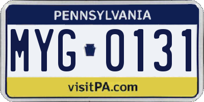 PA license plate MYG0131
