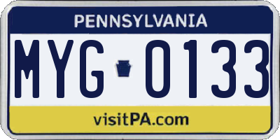 PA license plate MYG0133