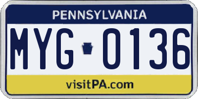 PA license plate MYG0136
