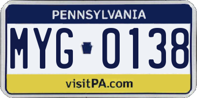 PA license plate MYG0138