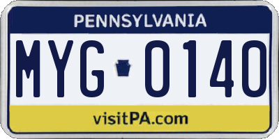 PA license plate MYG0140