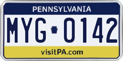 PA license plate MYG0142