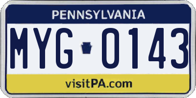 PA license plate MYG0143