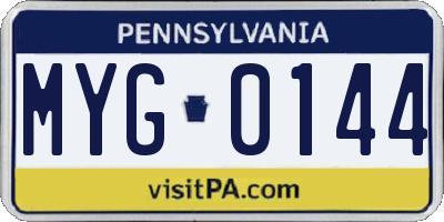 PA license plate MYG0144