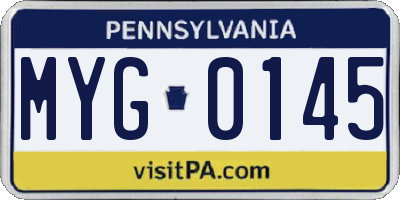 PA license plate MYG0145