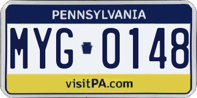 PA license plate MYG0148