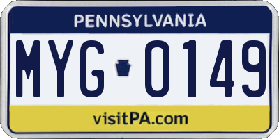 PA license plate MYG0149