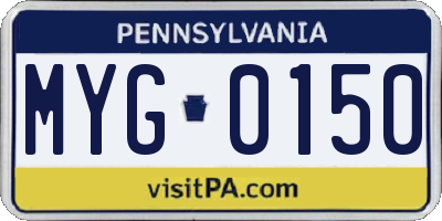 PA license plate MYG0150