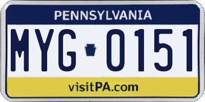 PA license plate MYG0151