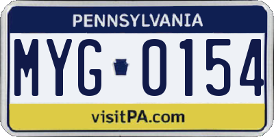 PA license plate MYG0154