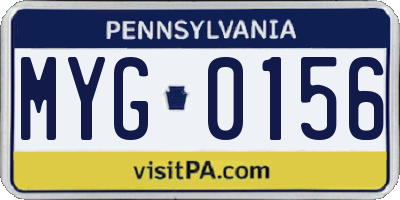 PA license plate MYG0156