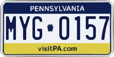 PA license plate MYG0157