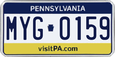 PA license plate MYG0159