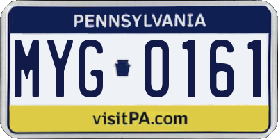 PA license plate MYG0161