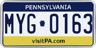 PA license plate MYG0163