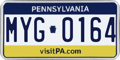 PA license plate MYG0164