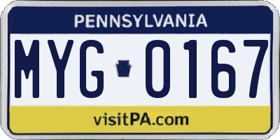 PA license plate MYG0167