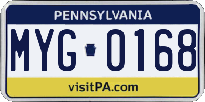 PA license plate MYG0168