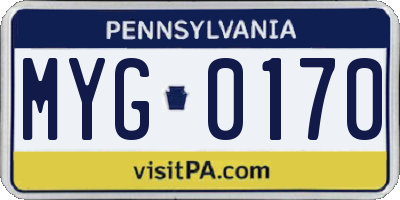 PA license plate MYG0170