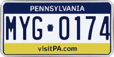 PA license plate MYG0174