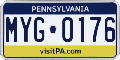 PA license plate MYG0176
