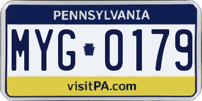 PA license plate MYG0179