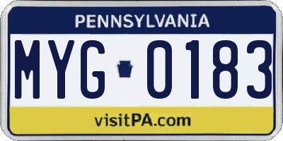 PA license plate MYG0183