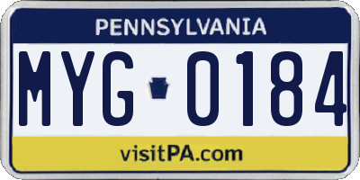 PA license plate MYG0184