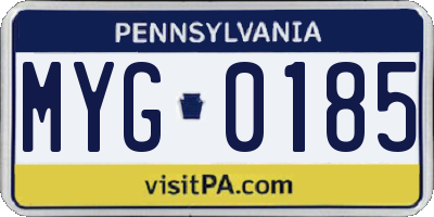 PA license plate MYG0185