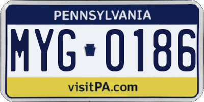 PA license plate MYG0186