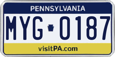 PA license plate MYG0187