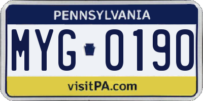 PA license plate MYG0190
