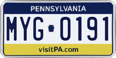 PA license plate MYG0191