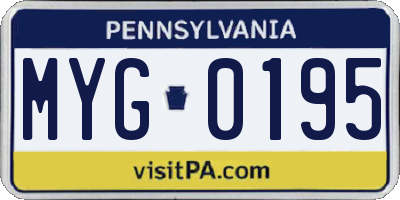 PA license plate MYG0195